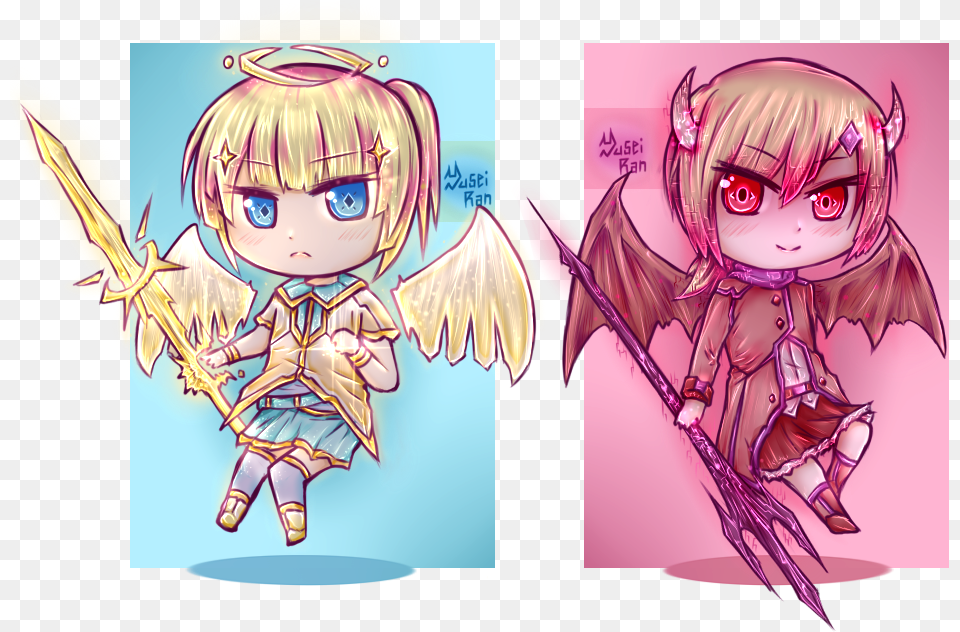 Angel And Devil Chibi, Publication, Book, Comics, Adult Free Transparent Png