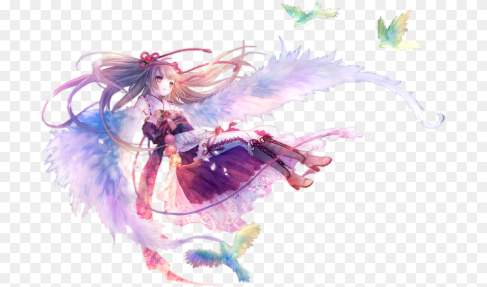 Angel Anime Girl Flying, Person, Animal, Bird, Face Free Transparent Png