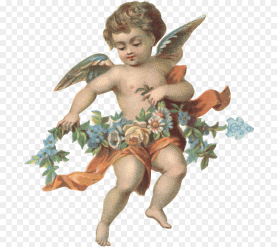 Angel Art Arte Painting Aesthetic Tumblr Cherub, Baby, Person, Face, Head Free Png