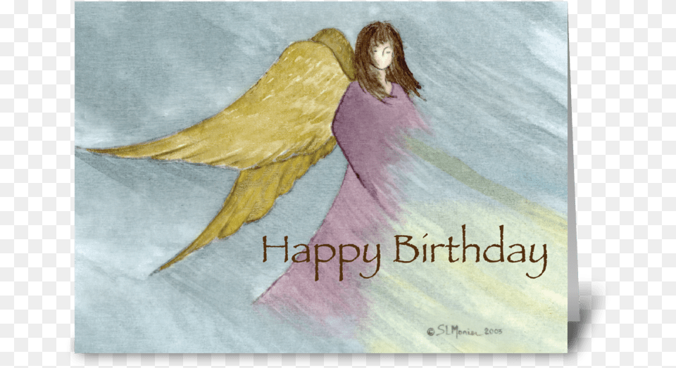 Angel Birthday Blue Greeting Card Birthday Pic With Angel, Book, Publication, Adult, Female Free Png Download