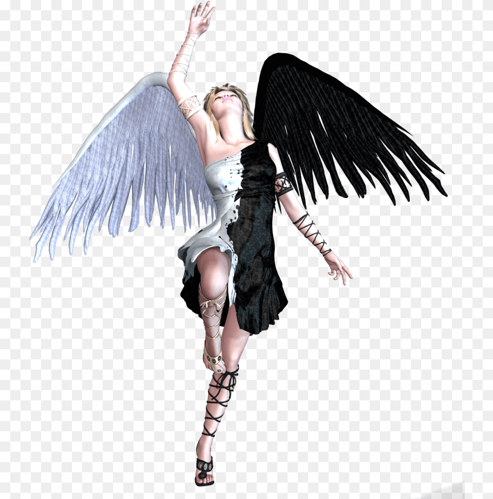 Angel Blk And White Wings Variety Fallen Angel, Dancing, Leisure Activities, Person, Adult Free Png
