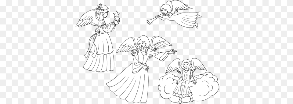 Angel Castiel Drawing Coloring Book Silhouette Lineart Female Arms Transparent, Baby, Person, Adult, Wedding Free Png Download