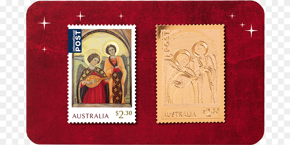 Angel Christmas Gold Stamp In Card Product Photo Internal Postage Stamp, Adult, Bride, Female, Person Free Png Download