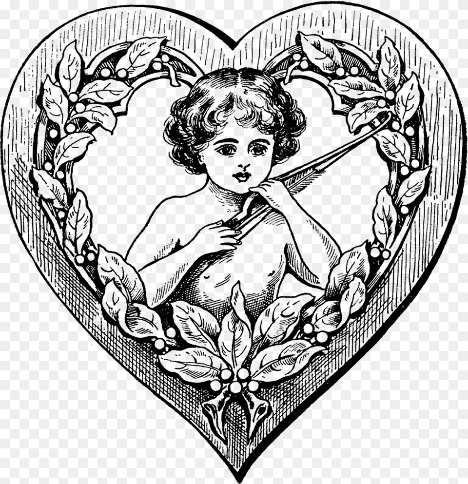 Angel Con Un Arco En El Corazn Cupid Line Art, Silhouette, Lighting Free Png