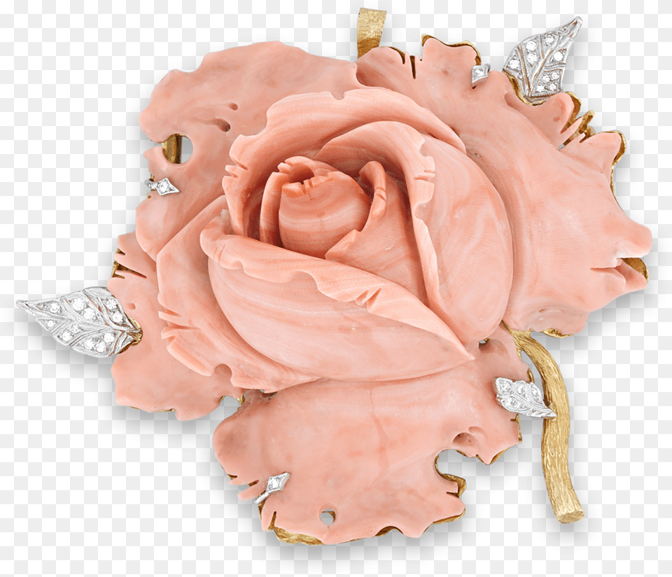 Angel Coral And Gold Rose Brooch Rose Brooch, Accessories, Jewelry, Plant, Flower Png Image