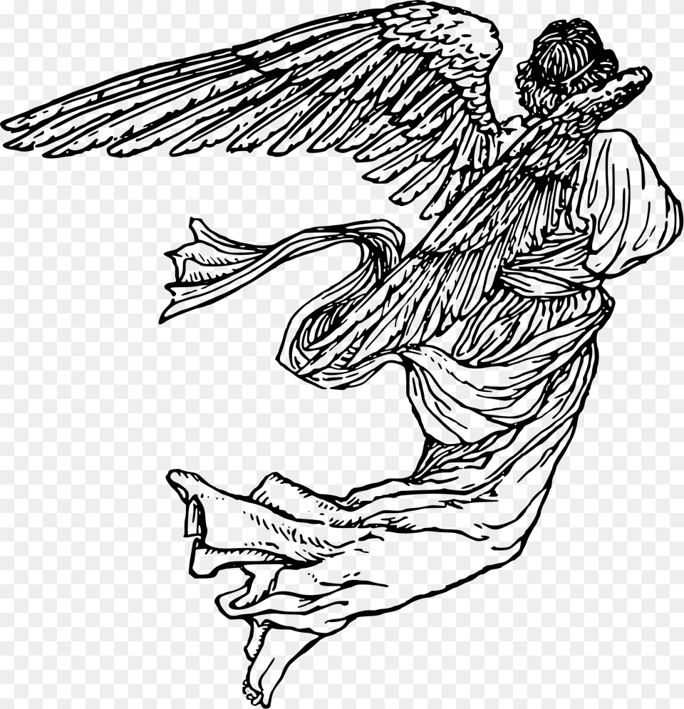 Angel Drawing Black White Angel Drawing, Gray Free Png Download