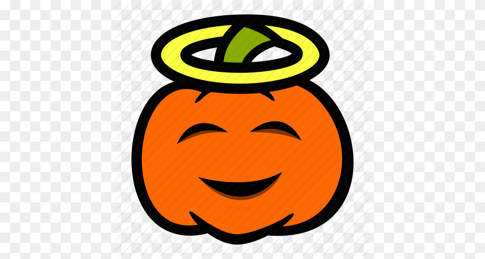 Angel Emoji Halloween Halo Pumpkn, Food, Produce, Plant, Pumpkin Png