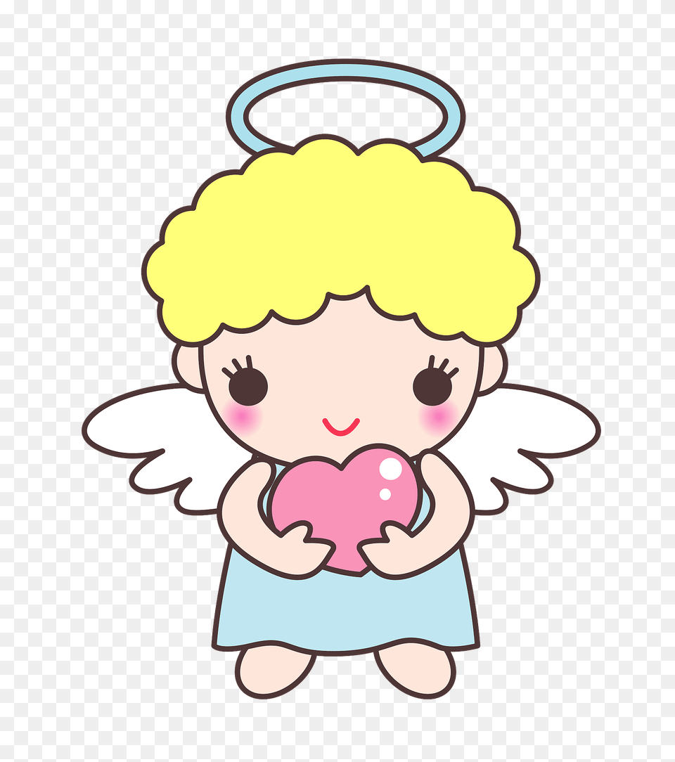 Angel Holding A Pink Heart Clipart, Baby, Person, Face, Head Png Image
