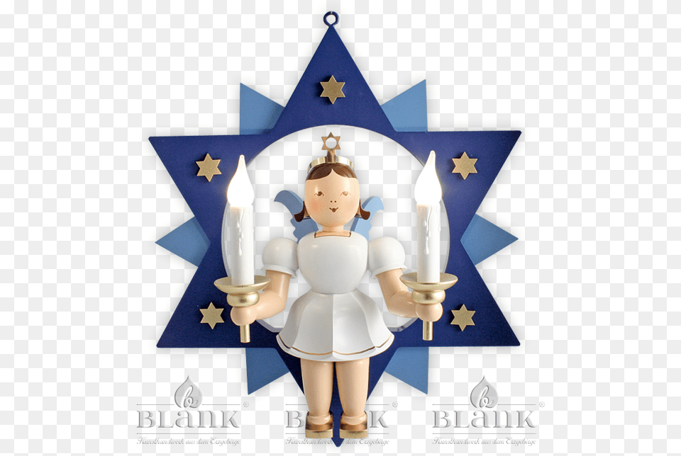 Angel In A Star With Electric Lighting 30 Cm Coloured Figurine, People, Person, Baby, Face Free Png Download