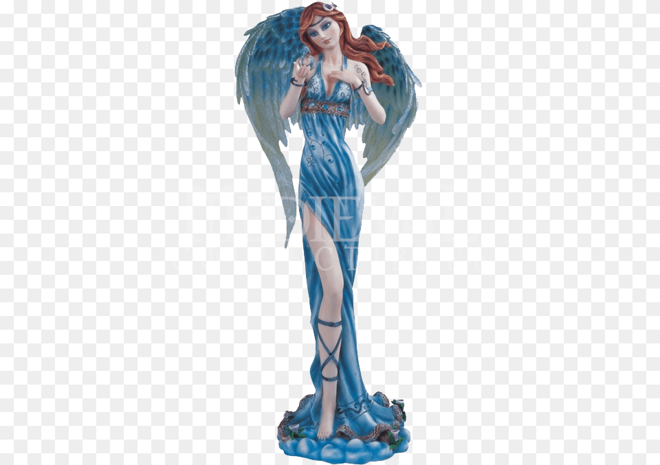 Angel Kneeling With Sword Blue Angel Figurine, Adult, Wedding, Person, Woman Png