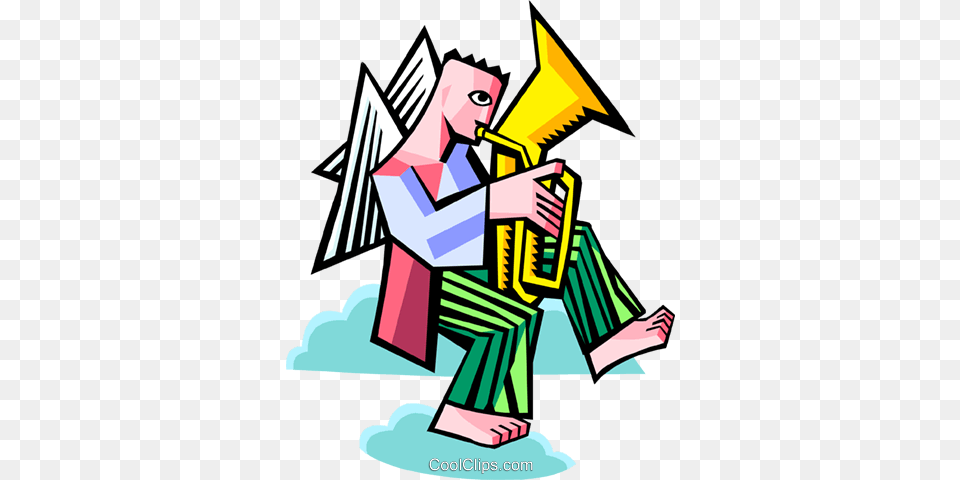 Angel Playing A Tuba Royalty Vector Clip Art Illustration, Musical Instrument, Baby, Person Free Png