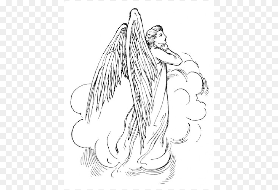 Angel Praying Saw Pattern Angel Coloring, Person, Art, Drawing, Face Free Png Download