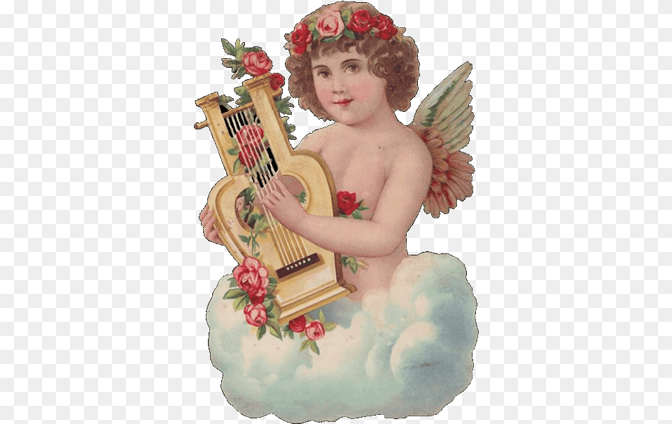 Angel Renaissance Artwork Angel, Baby, Person, Harp, Musical Instrument Free Transparent Png