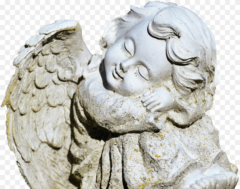 Angel Sculpture Statue Sculpture, Baby, Person, Face, Head Free Transparent Png