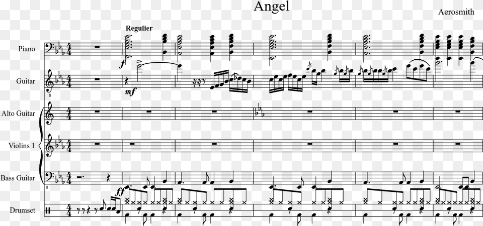 Angel Sheet Music 1 Of 6 Pages Sheet Music, Gray Free Png Download