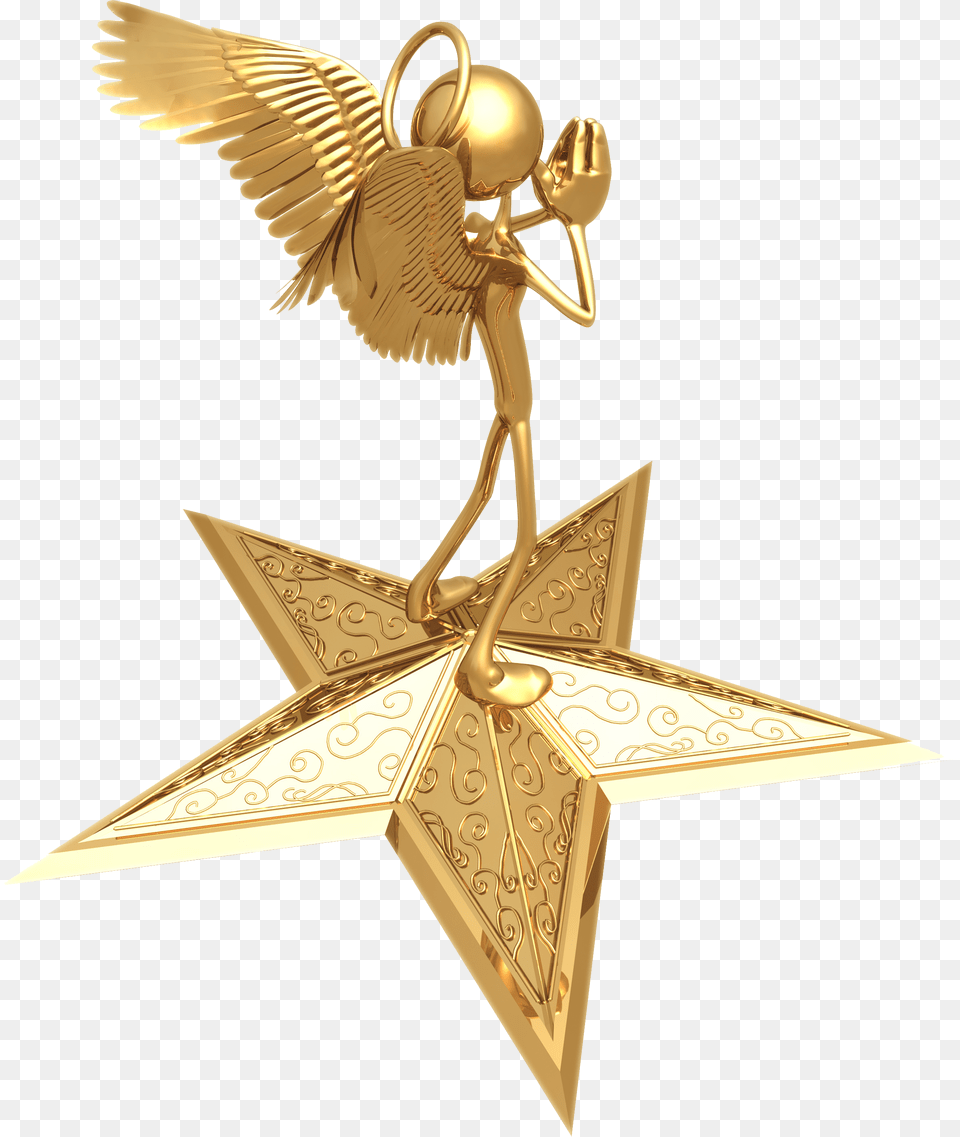 Angel Silhouette Pentagram Silhouette, Gold, Cross, Symbol Free Png