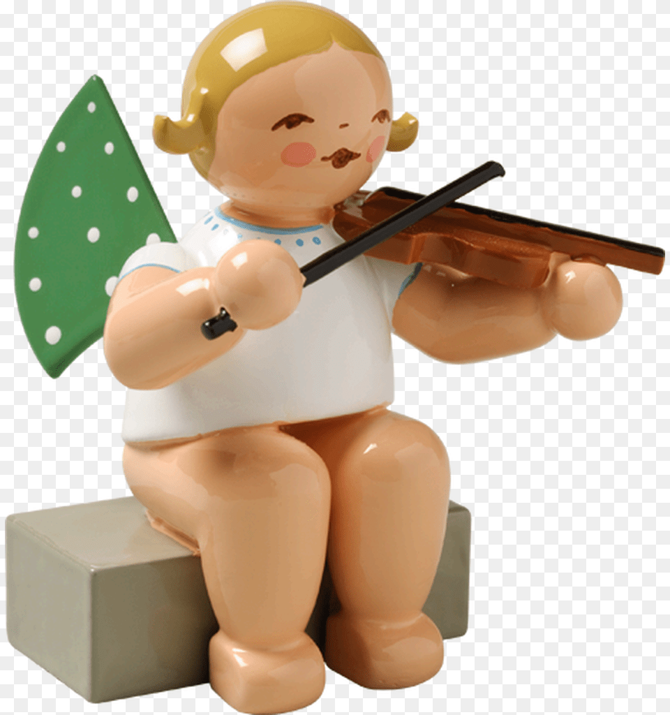 Angel Sitting With Violin German Wooden Christmas Angels, Baby, Person, Face, Head Png