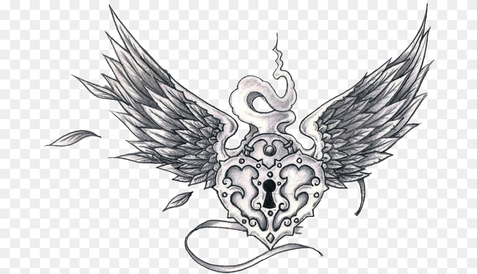 Angel Tattoos Image Angel Heart Tattoo, Emblem, Symbol, Animal, Bird Png