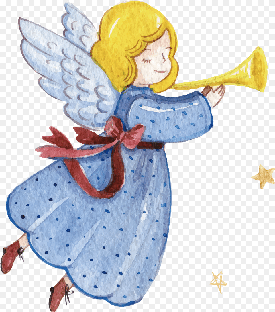Angel Trumpet U0026 Free Trumpetpng Transparent Christmas Angel With Trumpet, Child, Female, Girl, Person Png