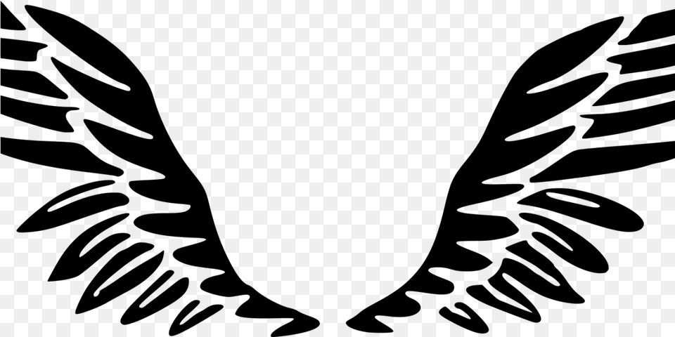 Angel Wing Clipart, Gray Free Png