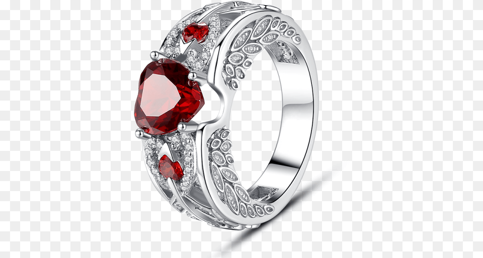 Angel Wing Heart Red Crystal Engagement Ring Red Ring, Accessories, Diamond, Gemstone, Jewelry Png