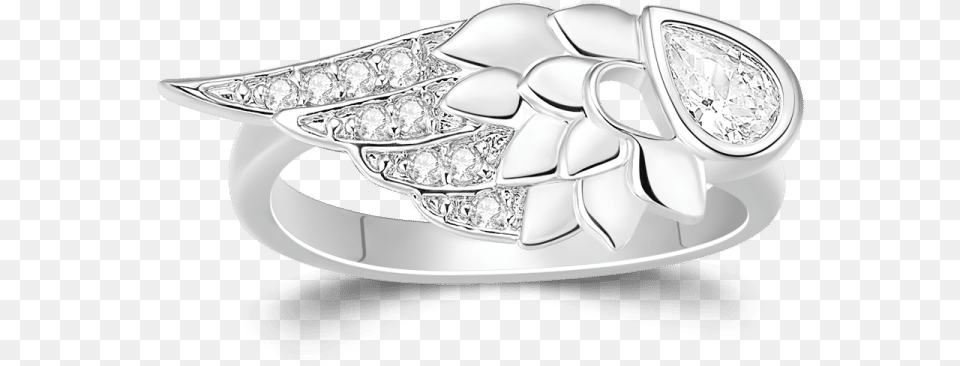 Angel Wing Ring Platinum Plated Solid, Accessories, Diamond, Gemstone, Jewelry Free Png Download