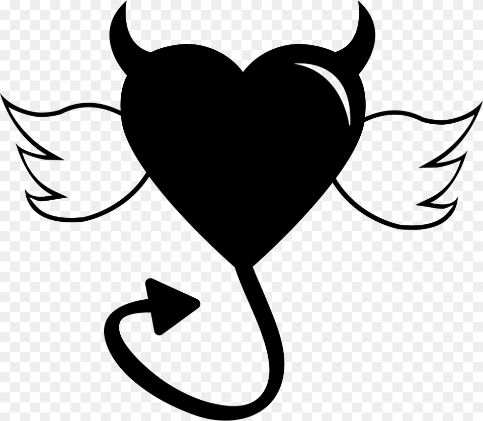 Angel Wings And Devil Tail, Silhouette, Stencil Free Png