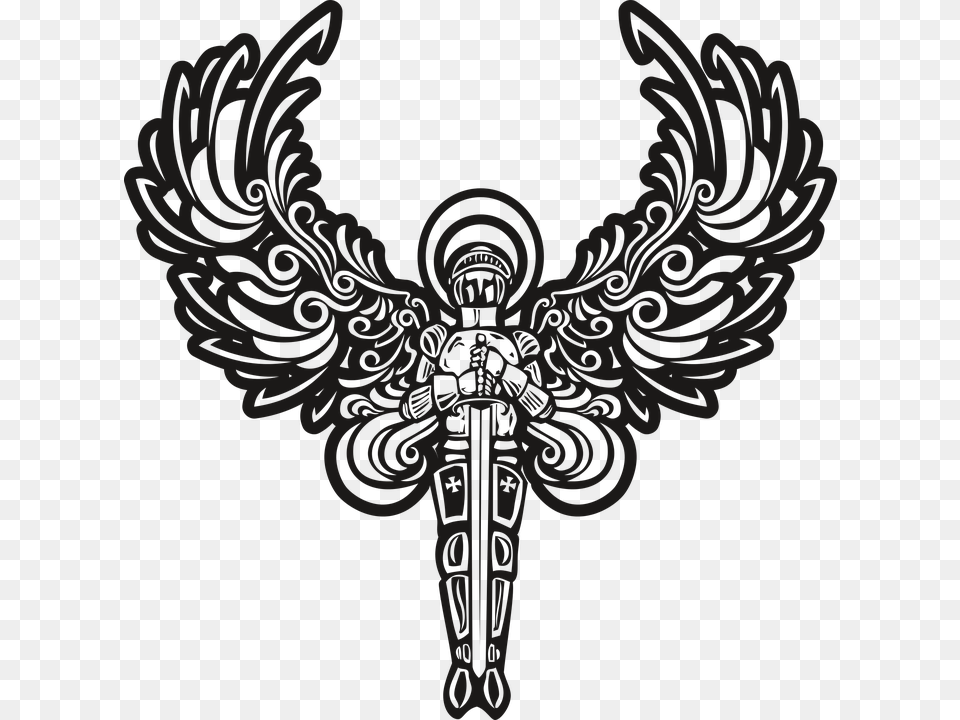 Angel Wings Character No Background Halo Male Faces Falling From The Moon, Emblem, Symbol, Cross, Accessories Png