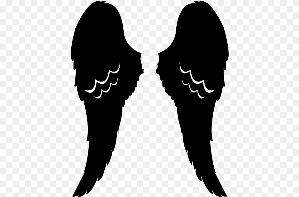 Angel Wings Silhouette Svg, Gray Free Png Download