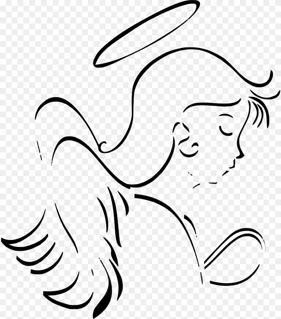 Angel With Halo Drawing, Person, Pirate, Face, Head Free Png Download