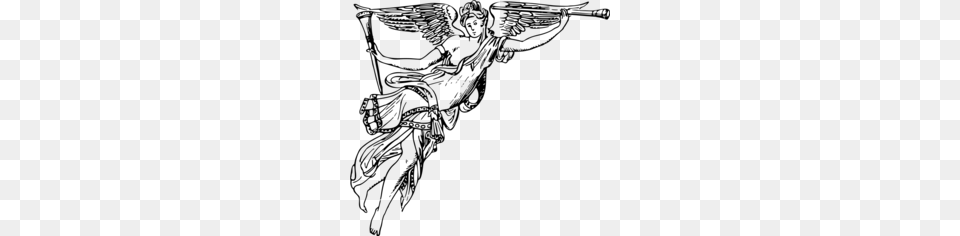 Angel With Horn Clipart, Gray Free Png Download