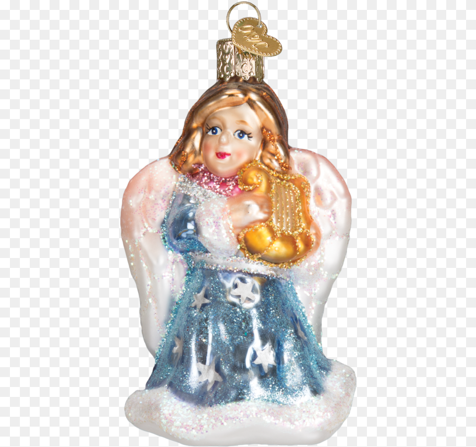 Angel With Lyre Ornament Old World Christmas Monarch Butterfly Glass Blown Ornament, Figurine, Doll, Toy, Face Free Transparent Png