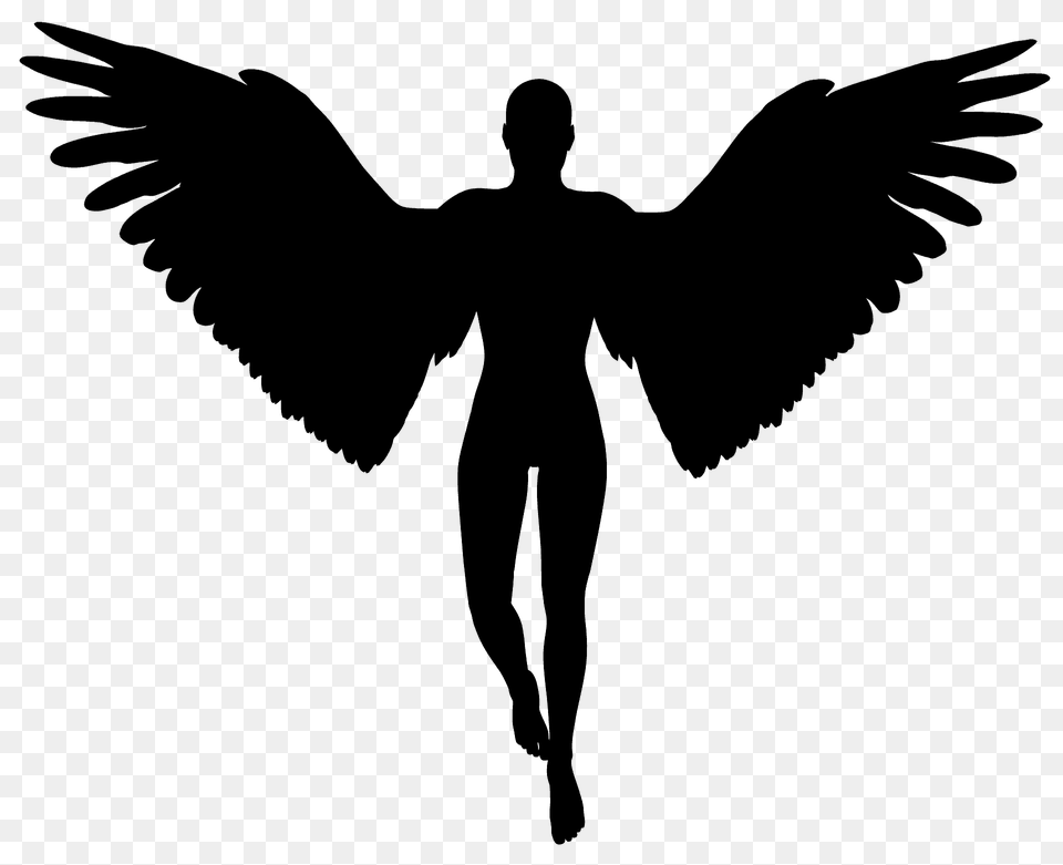 Angel With Spreaded Wings Silhouette, Person, Head Png Image