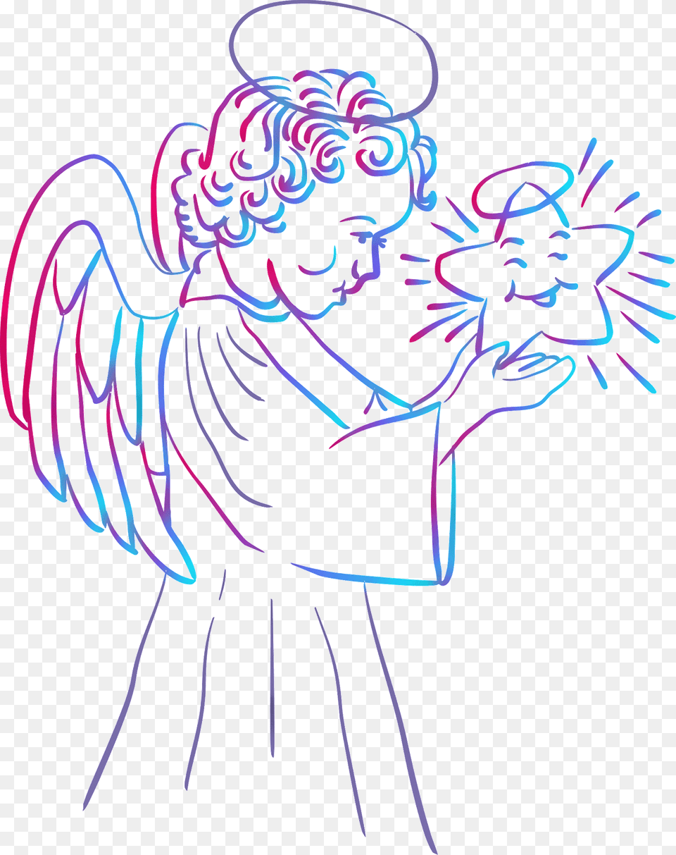 Angel With Star Clipart, Art, Person, Drawing, Face Free Png