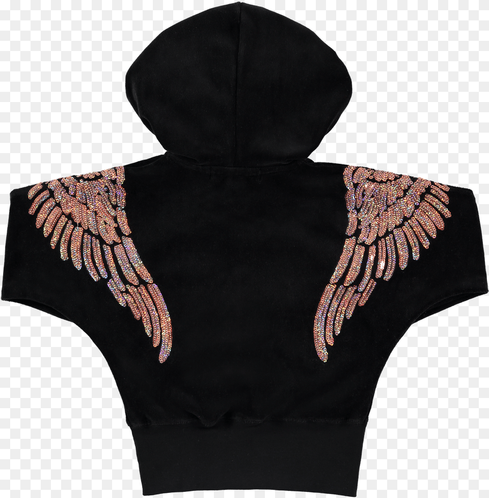 Angel39s Face Black Sequin Wings Tracksuit Hoodie Free Transparent Png
