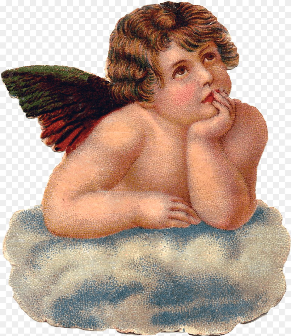 Angelaesthetic Aesthetic Angel Cherub Baby Freetoedit Cherub On A Cloud, Person, Face, Head, Cupid Free Transparent Png