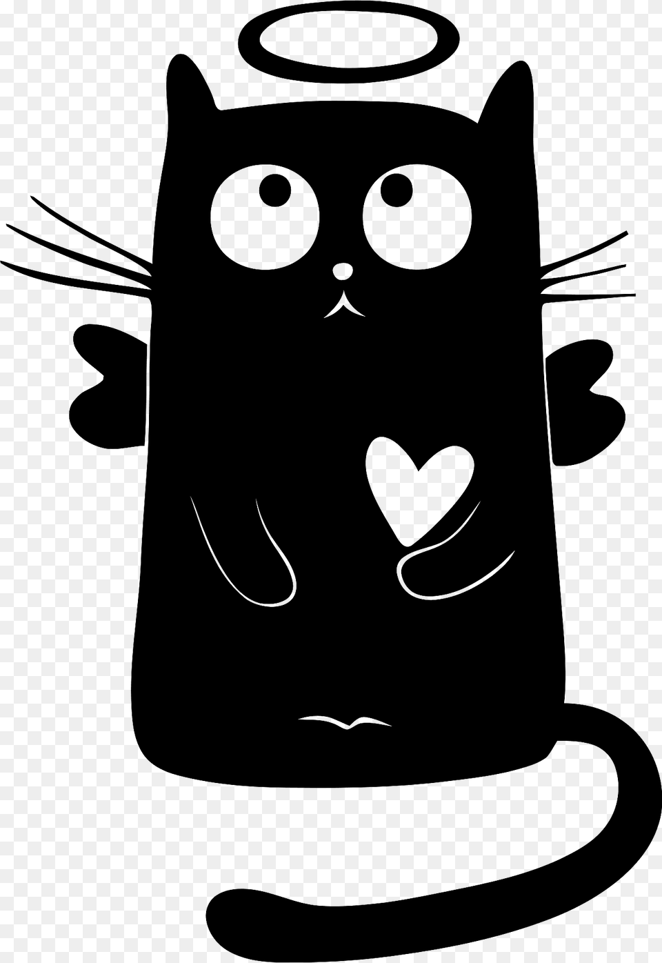 Angelic Cat Black And White Clipart, Animal, Mammal, Pet, Bag Png Image