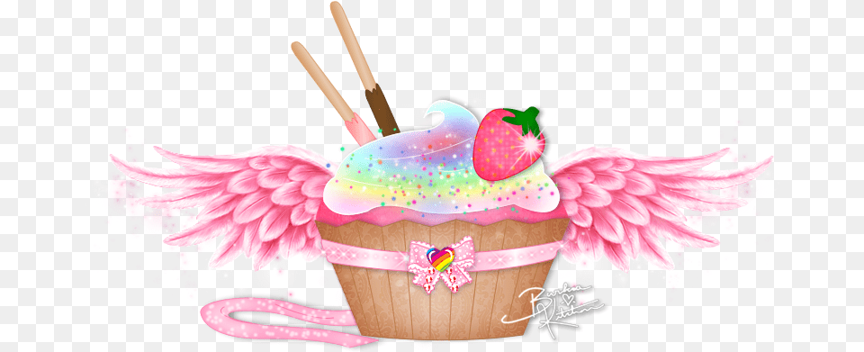 Angelic Cupcake By Believingisseeing Illustration, Cake, Cream, Dessert, Food Png