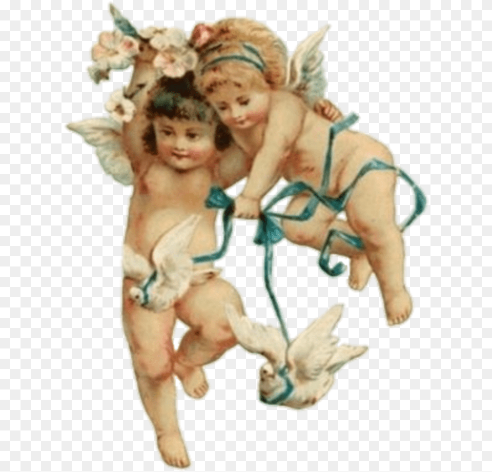 Angels Angeles Querubin Art Arte Painting Tumblr Cherub Angel, Face, Head, Person, Baby Free Png