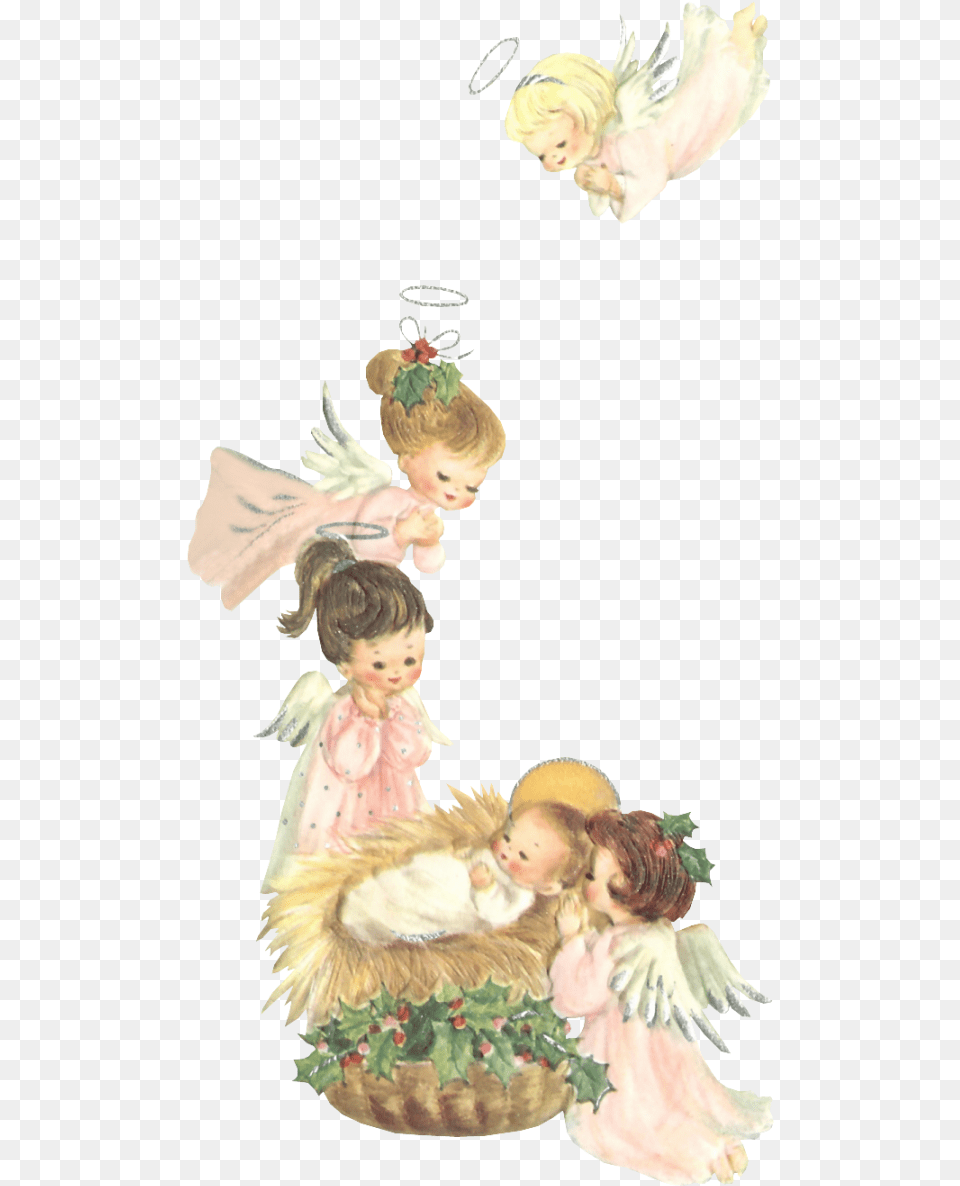 Angels With Baby Eunice A Sm Ldm Merry Christmas With Angels Gif, Figurine, Person, Toy, Doll Free Transparent Png