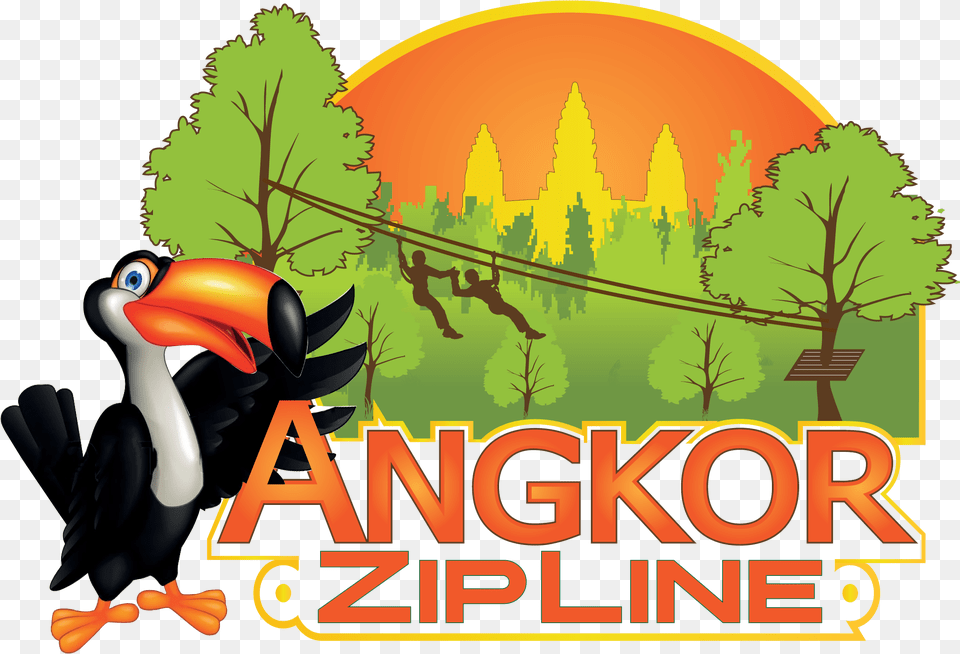 Angkor Zipline Logo Angkor Zipline Siem Reap, Animal, Beak, Bird, Vegetation Free Png Download