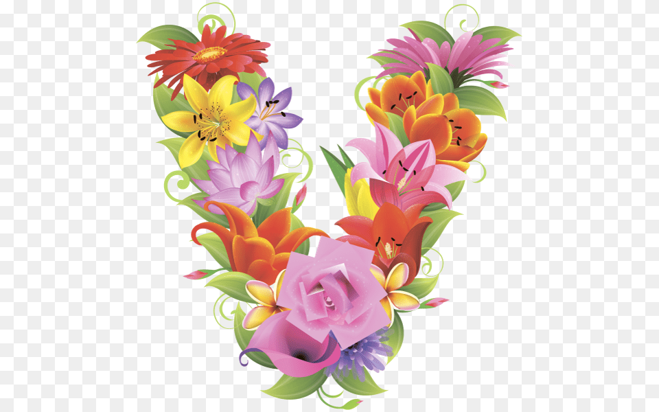 Anglijskij Alfavit Bukva V Cvetochnij Alfavit Cveti Bouquet Free Transparent Png