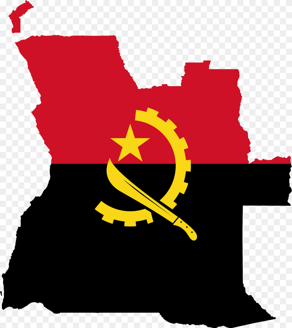 Angola Flag Map Geography Outline Africa Country, Logo, Symbol, Person Png Image