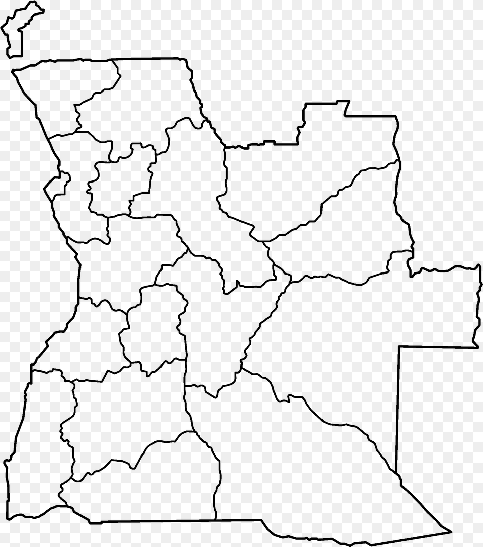 Angola Provinces Blank Blank Map Of Angola, Gray Free Png