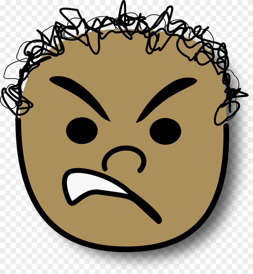 Angry Avatar Curly Face Head Angry Boy Face Clipart, Food, Fruit, Plant, Produce Free Png