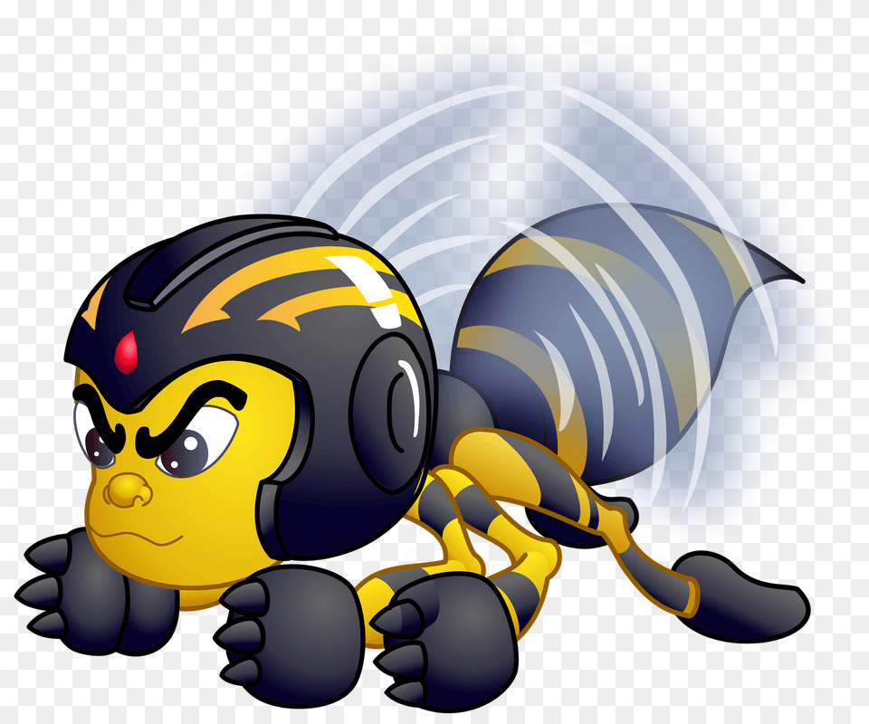 Angry Bee In A Helmet Clipart, Animal, Invertebrate, Insect, Wasp Free Png
