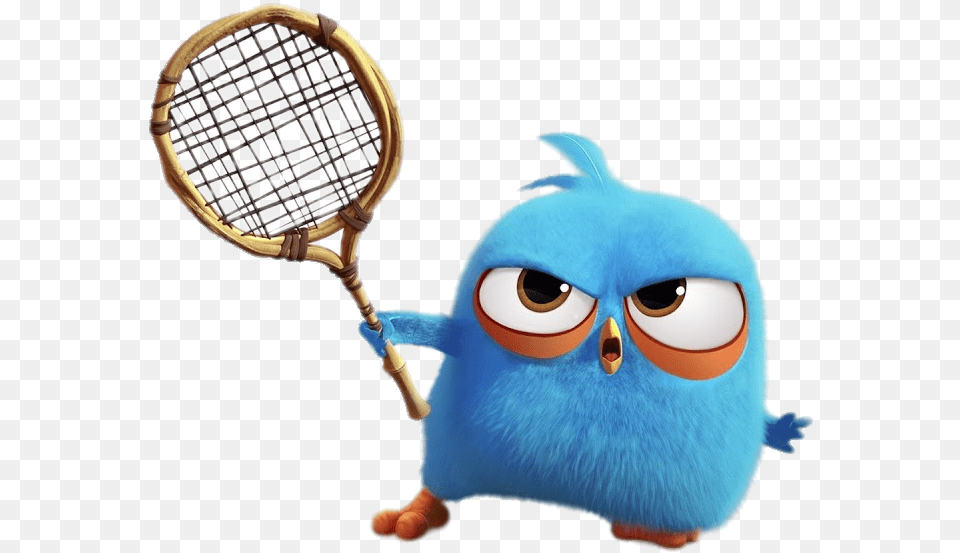 Angry Bird Blue Playing Tennis Angry Bird Blue, Racket, Sport, Tennis Racket, Toy Free Png