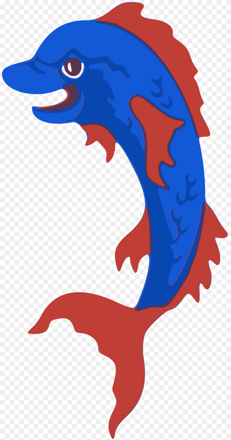Angry Blue Dolphin With Red Fins And Tail Clipart, Animal, Mammal, Sea Life, Person Png