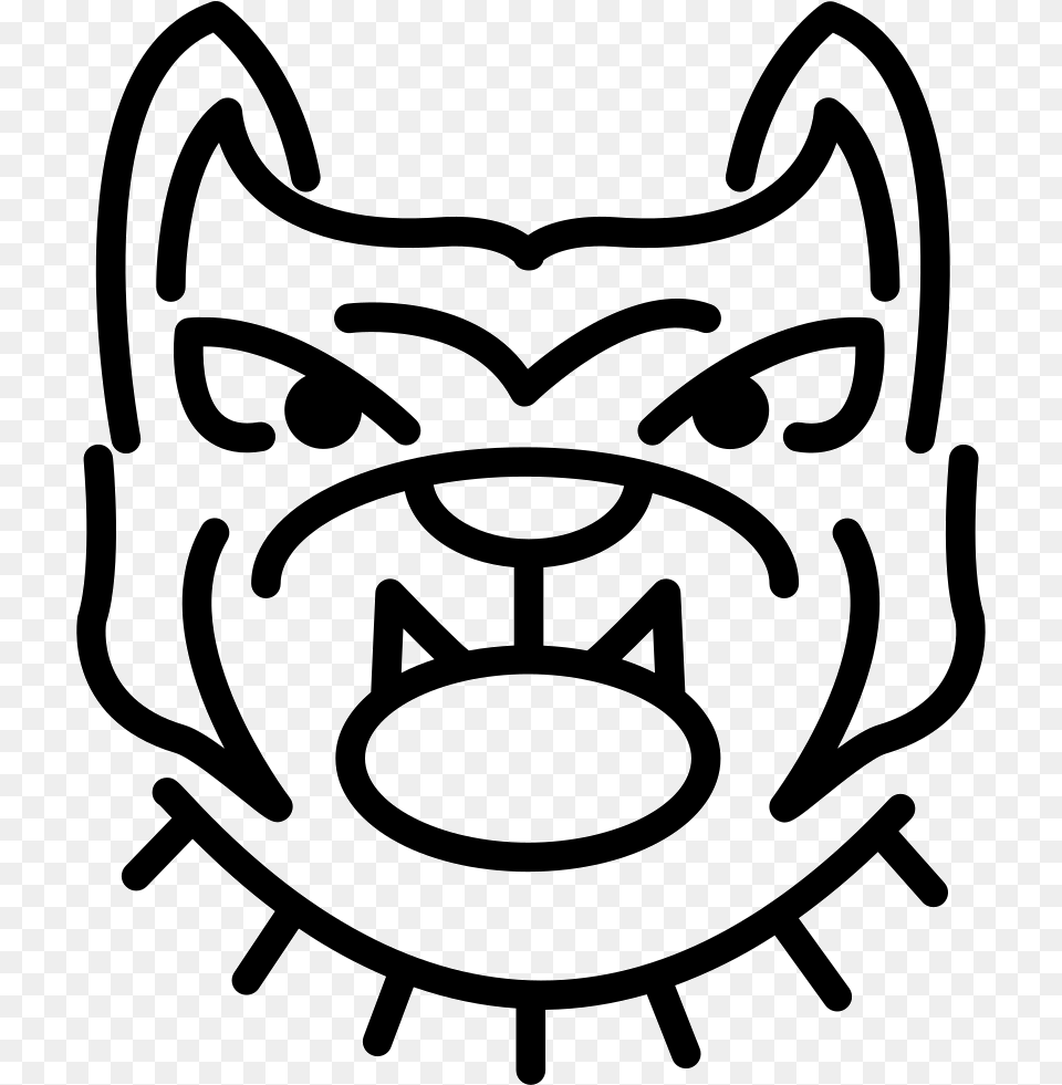 Angry Bulldog Face Outline Closed Eye Vector, Stencil, Ammunition, Grenade, Weapon Png