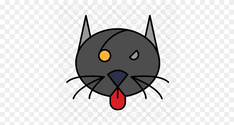 Angry Cat Icon Of Colored Outline Style Cat Yawns, Face, Head, Person Png Image